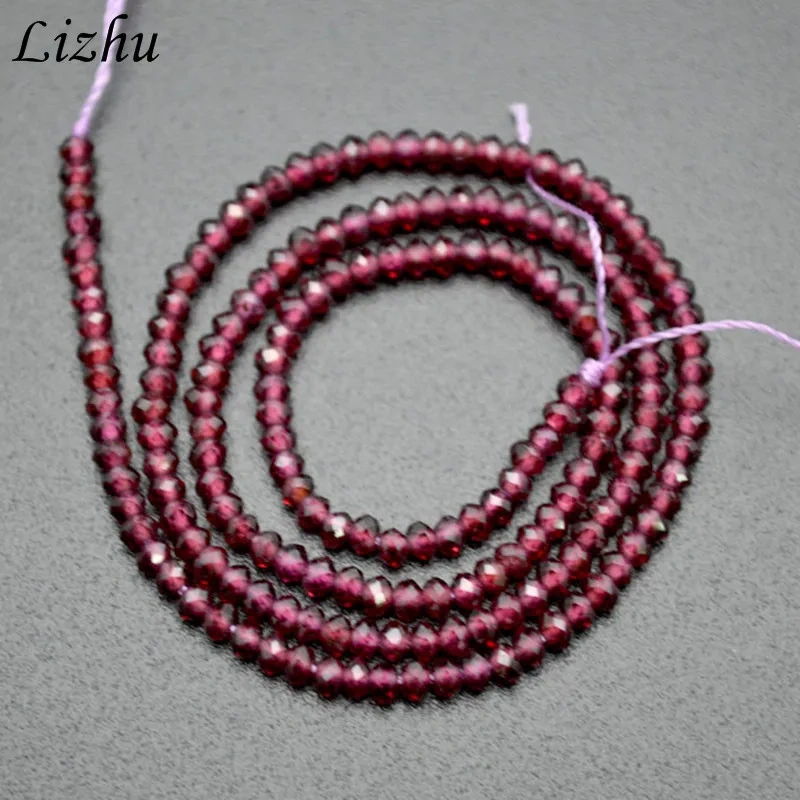 3mm Diamond Cutting Natural Garnet Faceted Stone Round Loose Beads for DIY Jewelry Necklace