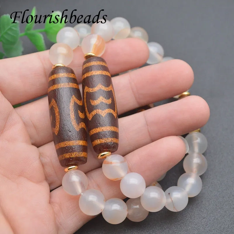 Tibetan Dzi Agates Stone Bracelet Charm Bracelet for Women Men Healing Jewelry Making