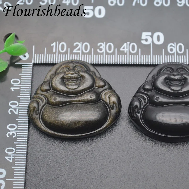 Natural Black Obsidian Carved Buddha Pendant Lucky Amulet Amitabha for Women Men Healing Jewelry Gifts