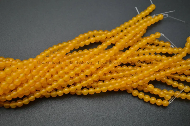 6mm 8mm Natural Yellow Agate Stone Round Beads DIY Jewelry making supplies