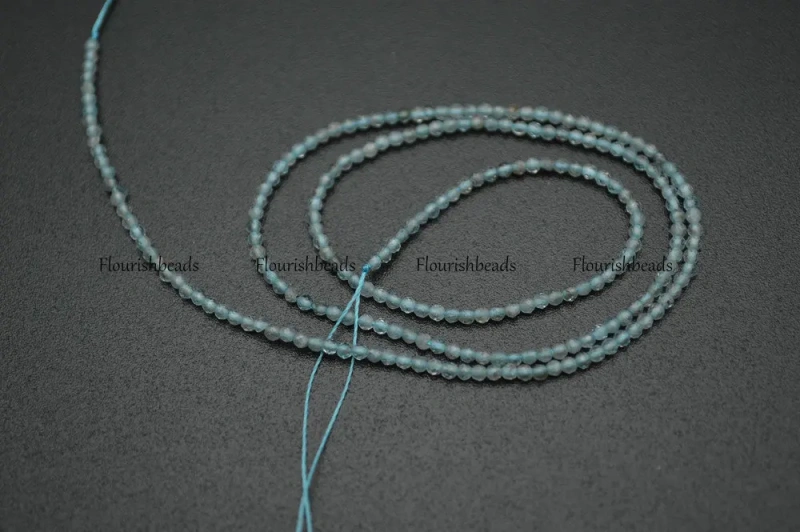 Natural Light Blue Apatite Diamond Cutting Faceted 2mm Stone Round Loose Beads