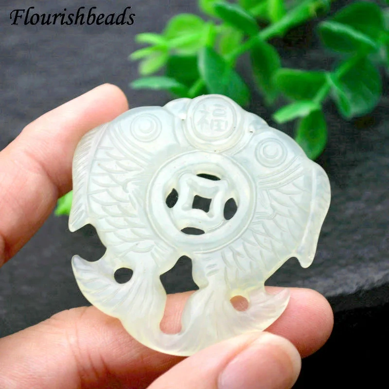 Various Shape Natural Antique Hsiuyen Jade Carved Antique Chinese Dragon Double Fish Chinese Knot  Lucky Wealth Pendant