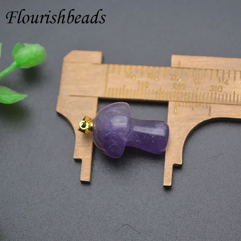 10pcs/lot Mix Natural Stone Quartz Crystal Amethyst Agates Mushroom Shape Pendant for DIY Jewelry Making Accessories