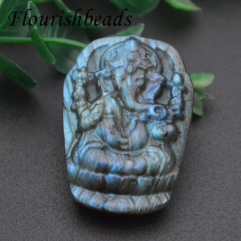 27x38mm Natural Labradorite Elephant Buddha Ganesha Pendant for Fine Necklace Pendant Jewelry Making