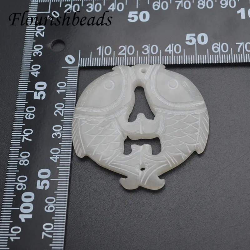 5-10pcs Natural Hsiuyen Xiu Jade Carve Double Fish Pendant for Woman DIY Handmade Lucky Gemstone Pendant Jewelry Necklace
