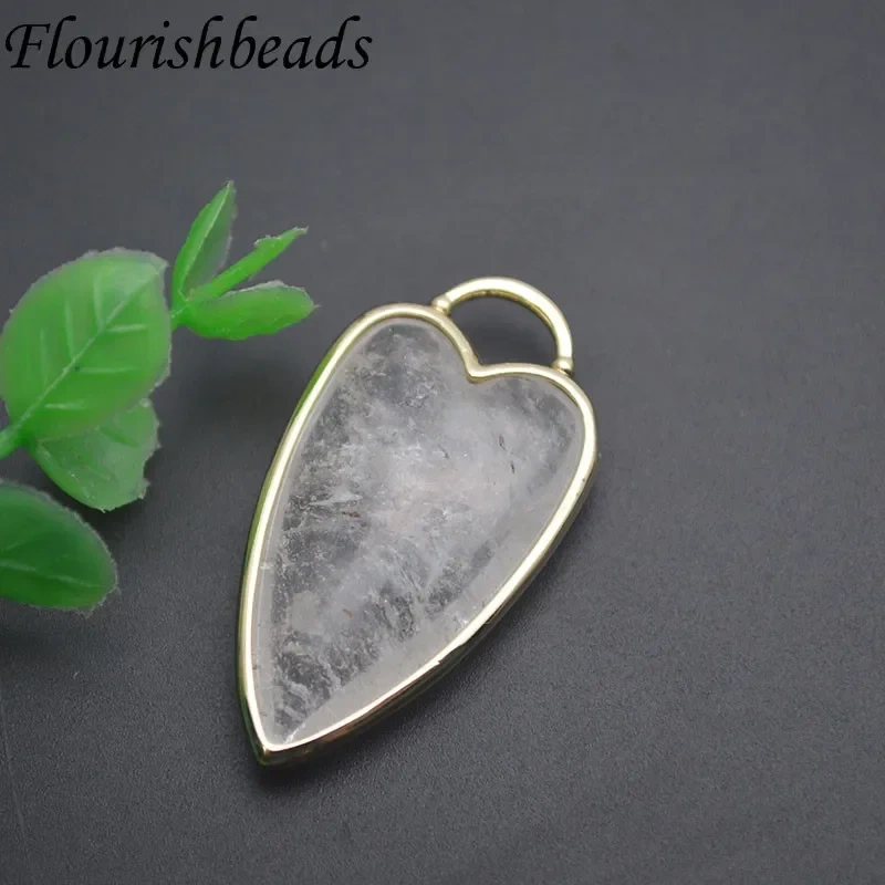Natural Stone Crystal Rose Quartz Multicolor Love Heart Shape Amethyst Pendant Charms DIY Jewelry Necklace Accessories
