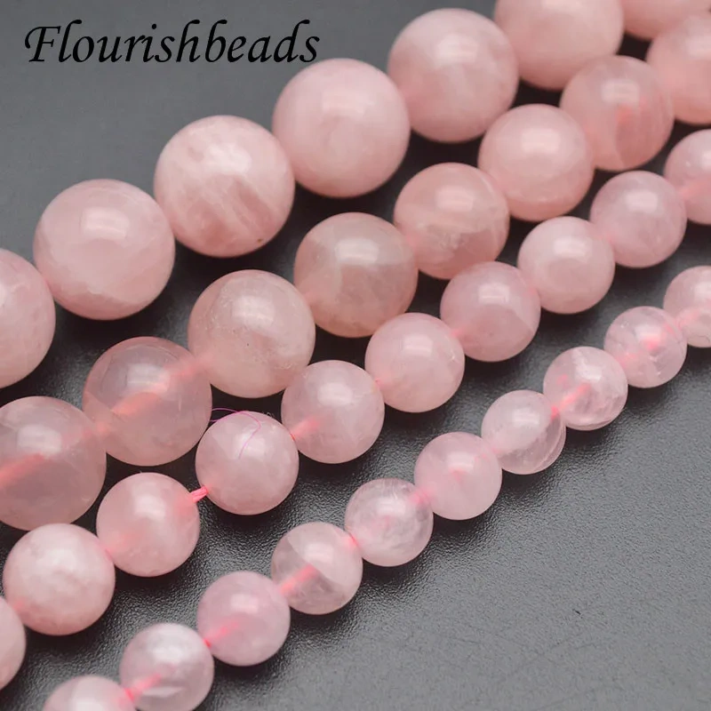 High Quality 10-14mm Natural Stone Madagascar Rose Crystal Quartz Shiny Round Beads DIY Necklace for Jewelry Making