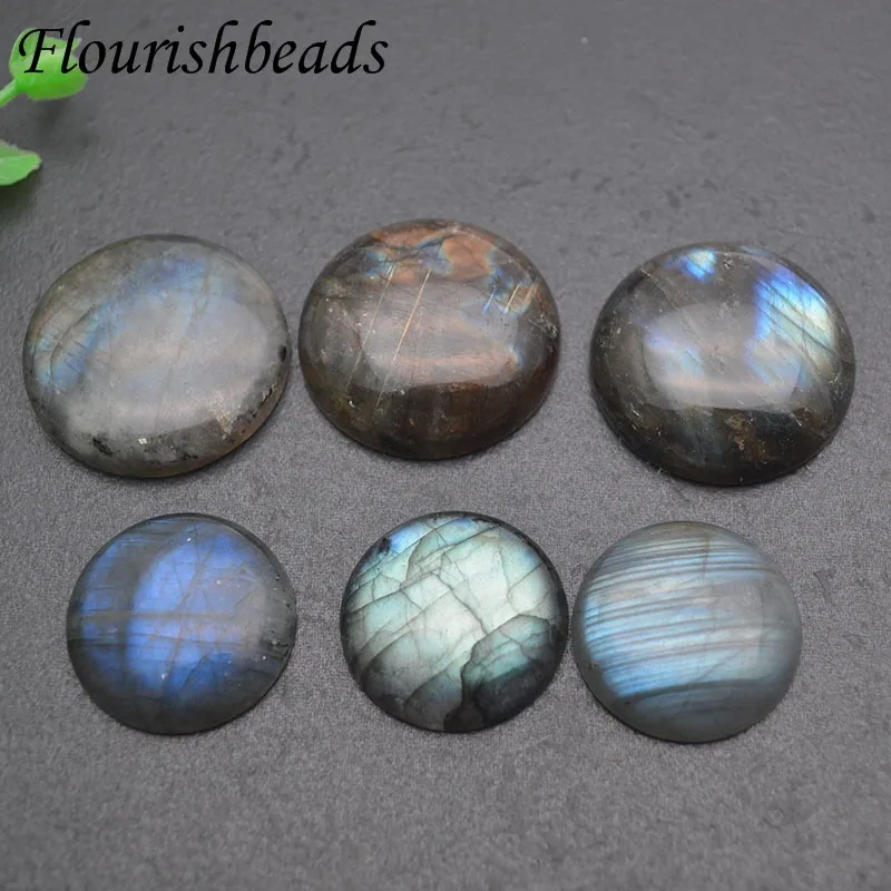 1pc Multiple Size Shiny Natural Labradorite Cabochon Bead Round Loose Beads for Jewelry Making
