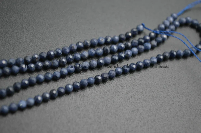 2~2.5mm Diamond Cutting Faceted Natural Blue Sapphire Small Size Stone Round Loose Beads