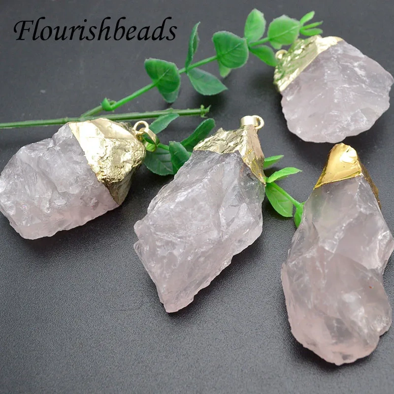 Irregular Natural Healing Stone Pendant Link Necklace Yoga Quartz Rose Crystals for Women Men Jewelry