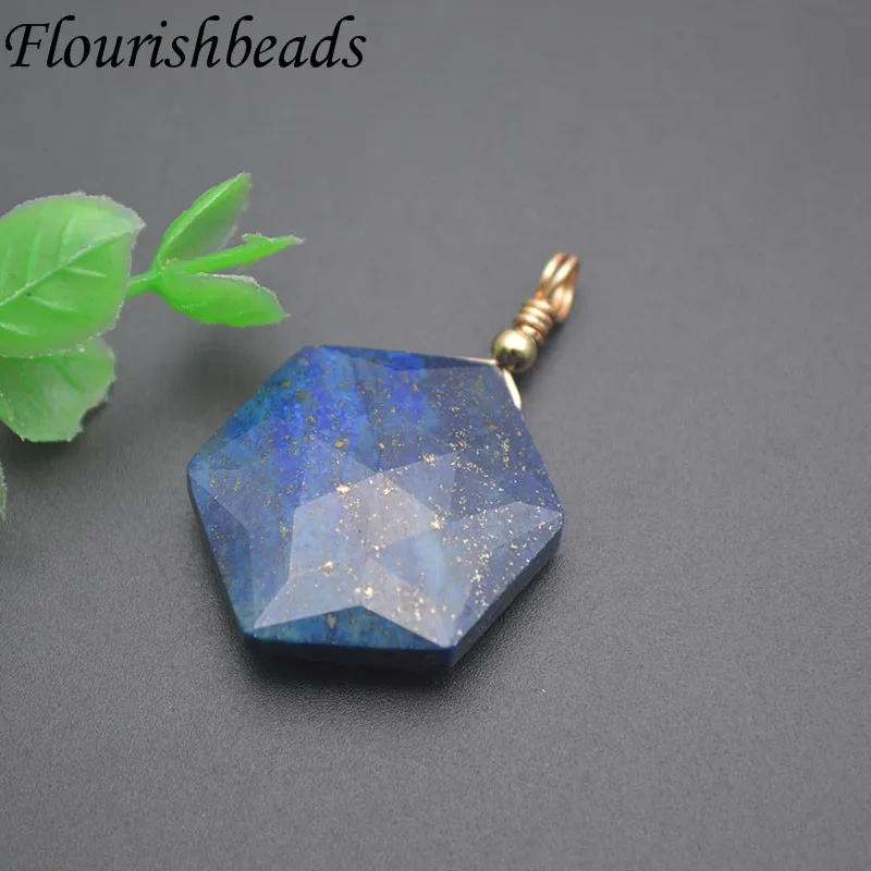 Natural Gemstone Faceted Star Shape Pendant Amethyst Lapis Crystal Green Aventurine Charms DIY Healing Meditation Jewelry Gifts