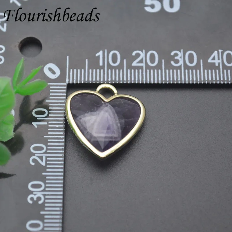 Gold Plated Natural Rose Quartz Amethyst Crystal Heart Shape Pendant Reiki Forever Love Charms Fashion Jewelry