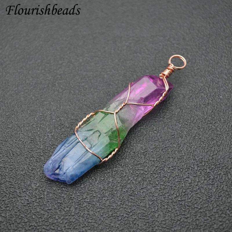 Winding Wire Life Tree Guard Colorful Crystal Natural Gemstone Pendant Fit Necklace Jewelry DIY Stuff