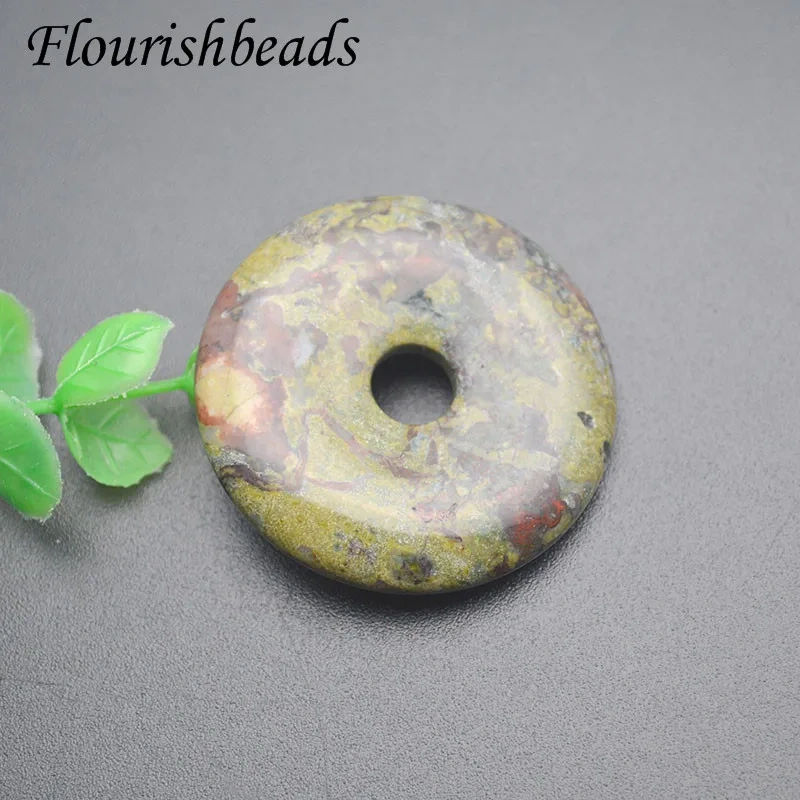 Big Size 40-50mm Natural Stone Round Crystal Agate Quartz Stone Exquisite Donut Pendant for Necklace  Jewelry Making