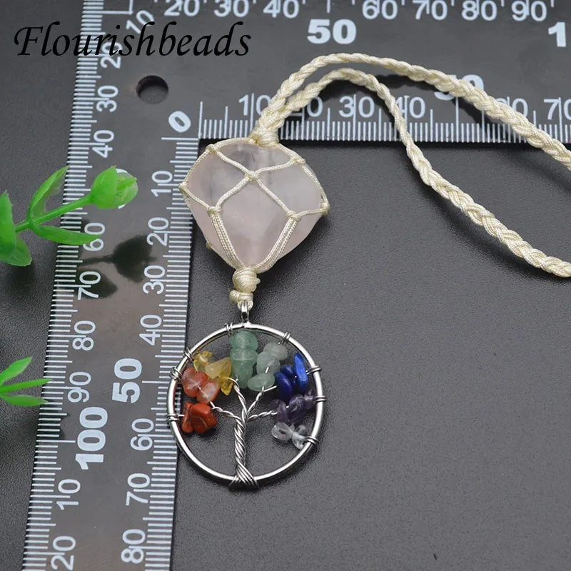 Natural Stone Crystal Tree Life Chakra Pendant Charms for Mobile Phone Decora  Jewelry for Women Men 2pcs/lot