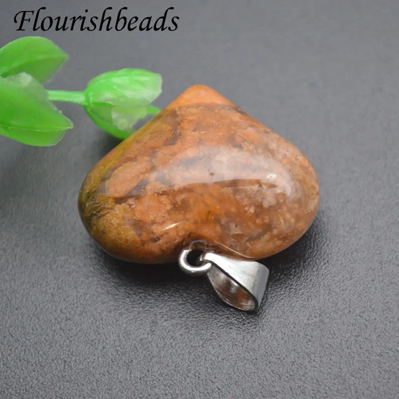 20x23mm New Design Fashion Natural Stone Heart Love Shape Charms Pendants for DIY Necklace Women Jewelry Making Supplies