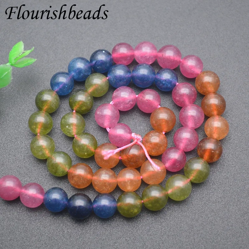 6/8/10/12mm Dyed Tourmaline Color Jade Beads Round Loose Beads for DIY Necklace Bracelet Accessories 5 Strands/Lot