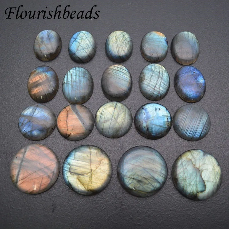 1pc Multiple Size Shiny Natural Labradorite Cabochon Bead Round Loose Beads for Jewelry Making