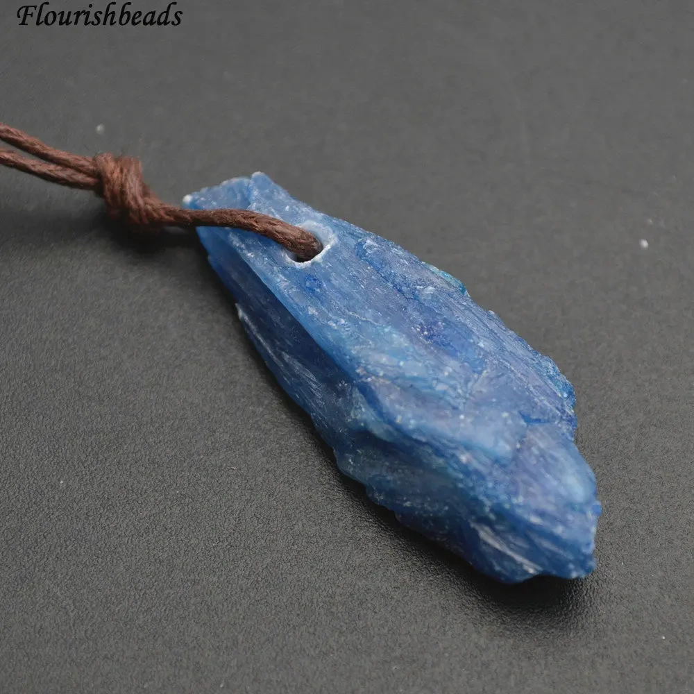 Wholesale Natural Gemstone Rough Stone Kyanite Pendants  for DIY Necklace Jewelry Making 10pc Per Lot