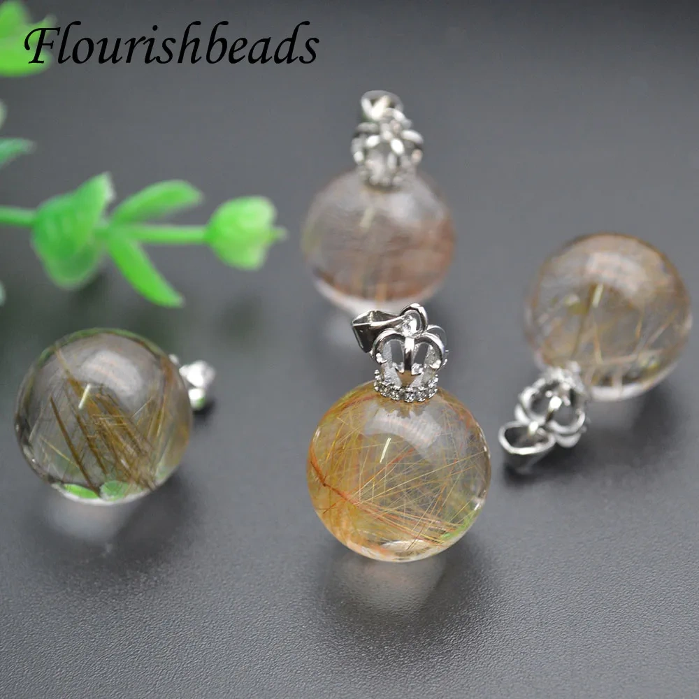 Beautiful Natural Gold Hair Quartz Pendant Round Beads Necklace for Women Wealth Luck Gemstone Reiki Crystal Energy Jewelry