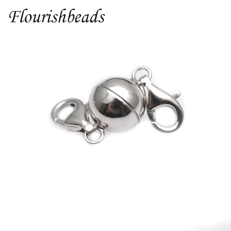 5pcs/lot S925 Silver Round Strength Magnetic Lobster Clasps 8/9mm Connector for Jewelry Making Accessories Supplies