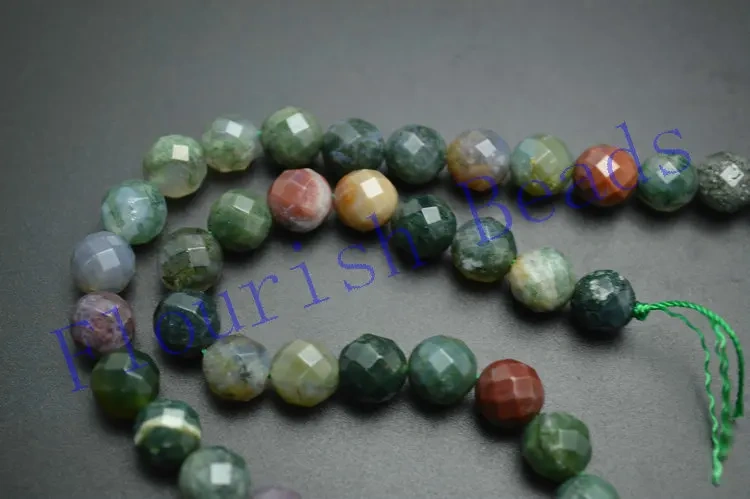 6mm~12mm Faceted Natural India Agate Stone Round Loose Beads