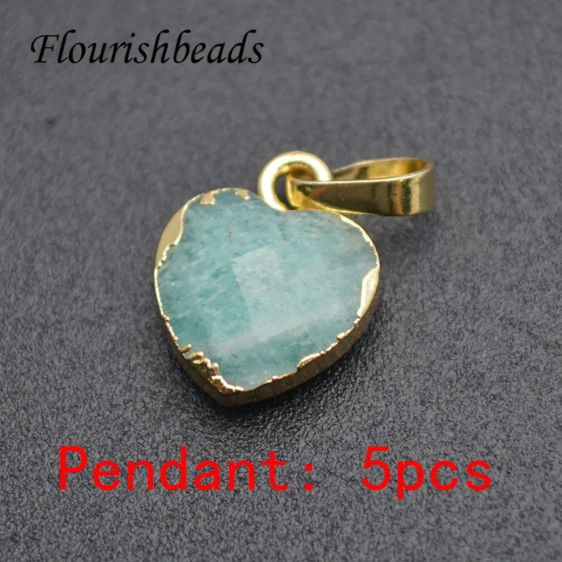 Cute Natural Gemstone Faceted Heart Shape Pendant Amazonite Labradorite Amethyst Healing Crystal Necklace Women Men Jewelry