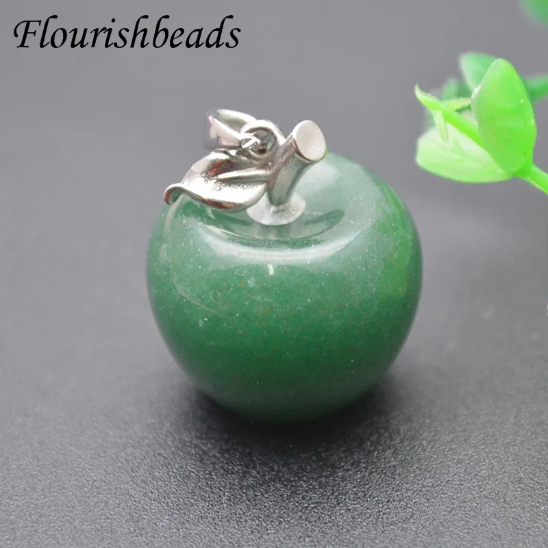 16x20mm Cute Apple Natural Stone Pendant Crystal Amethysts Aventurine Pendants for DIY Jewelry Making 5pcs/lot