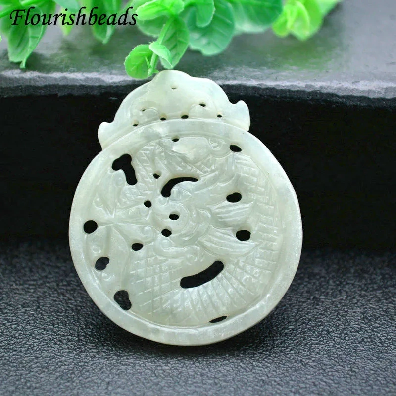 Various Shape Natural Antique Hsiuyen Jade Carved Antique Chinese Dragon Double Fish Chinese Knot  Lucky Wealth Pendant