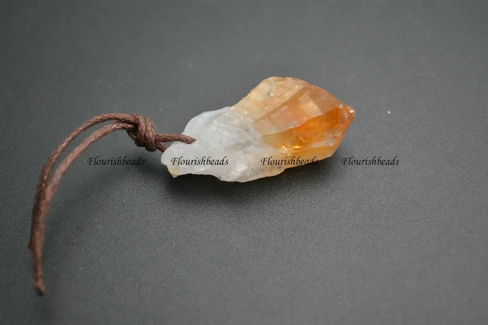 Small size Natural Roguh Citrine Mineral Quartz Stone Charm Pendants 10pc per lot