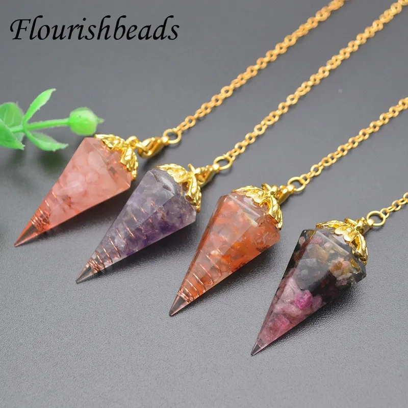 7 Chakra Healing Crystals Divination Dowsing Rose Quartz for Natural Stone Pendulums Antique Luck Pendant Pendulo 2pcs/lot
