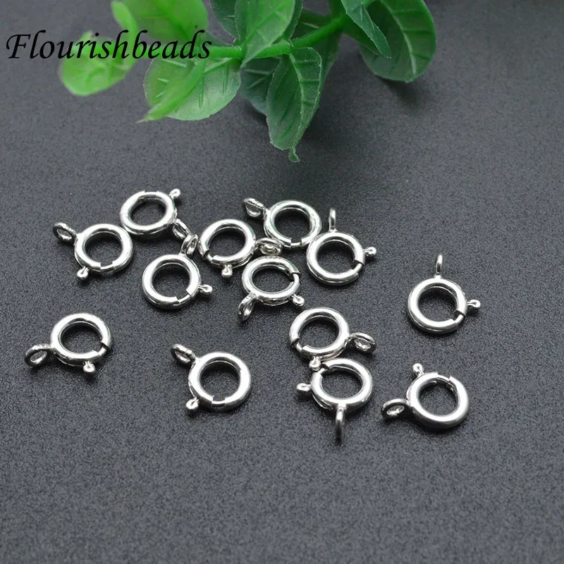 30pc/ Lot S925 Silver Round Claw Spring Rings Clasps Hooks 8mm 10mm for Necklace Bracelet Connectors DIY Jewelry Making Supplies
