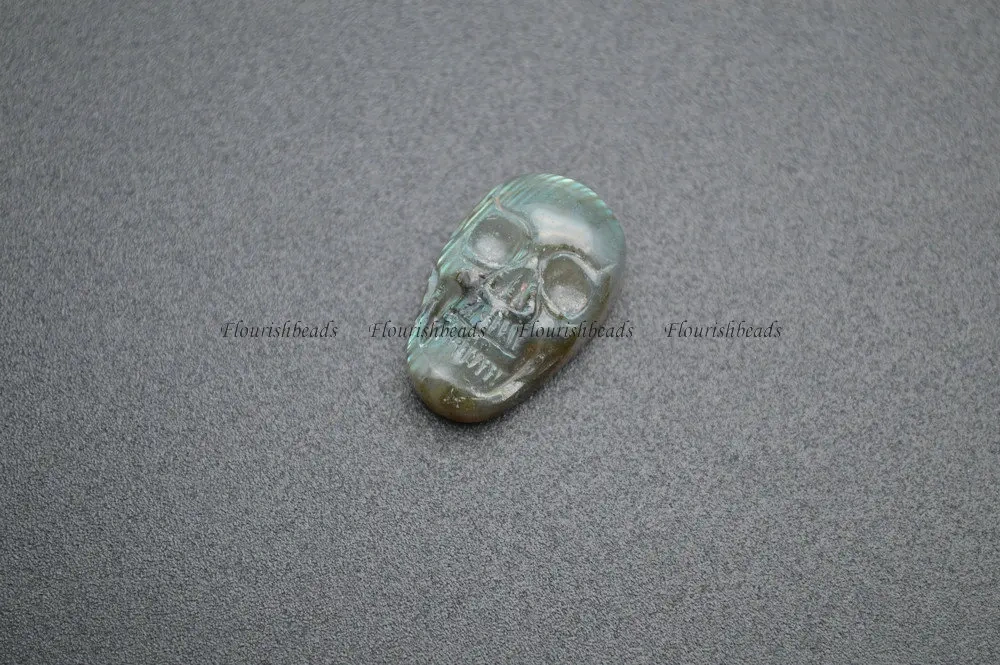 5pc Shiny Gem Natural Labradorite Skull Cabochon Pendant Fit Jewelry Making