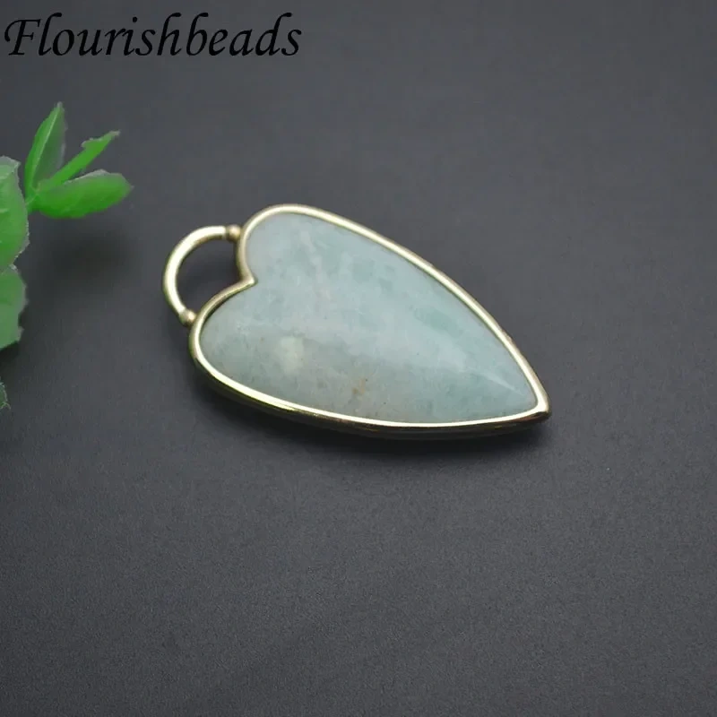 Natural Stone Crystal Rose Quartz Multicolor Love Heart Shape Amethyst Pendant Charms DIY Jewelry Necklace Accessories