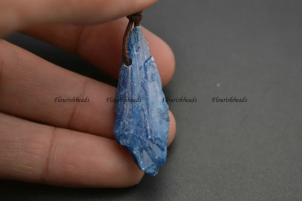 Wholesale Natural Gemstone Rough Stone Kyanite Pendants  for DIY Necklace Jewelry Making 10pc Per Lot