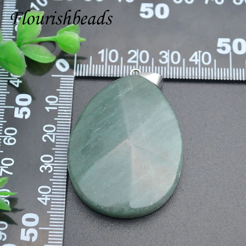 3pcs Natural Stone Green Aventurine White Crystal Quartz Pendant for DIY Jewelry Necklace Making