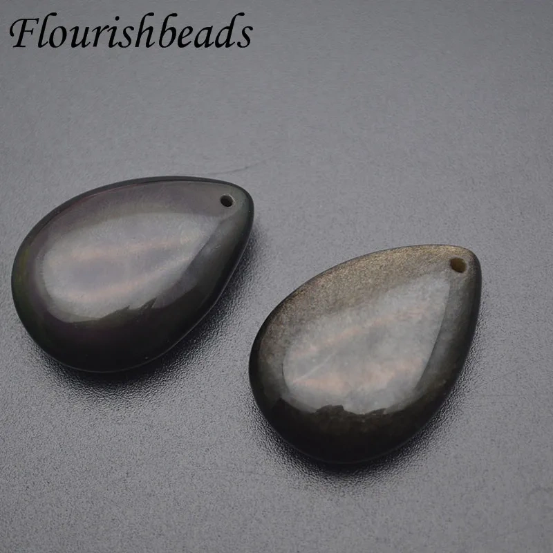 Healing Natural Black Obsidian Drop Shaped Pendant Men and Women Crystal Necklace Pendant Bare Stone Jewelry Souvenirs