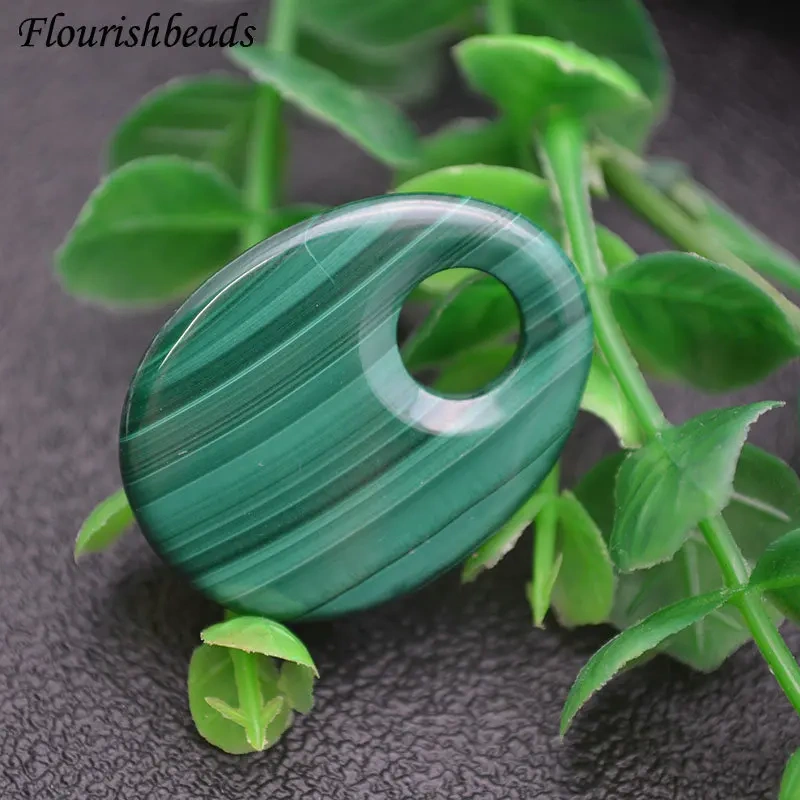 25x33mm Natural Malachite Gemstone Big Hole Oval Egg Shape Pendants Necklace Materials Classic Jewelry Party Gift DIY Stuff