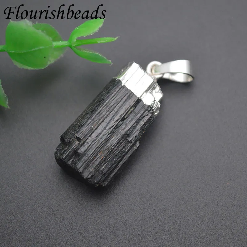 Wholesale 5pcs/lot  Irregular Raw Black Tourmaline Rough Pendant Necklace for Woman and Man Gift Fashion Jewelry