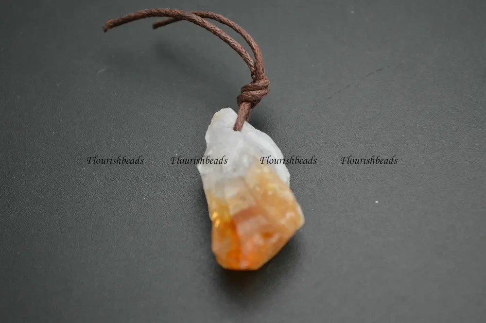 Small size Natural Roguh Citrine Mineral Quartz Stone Charm Pendants 10pc per lot