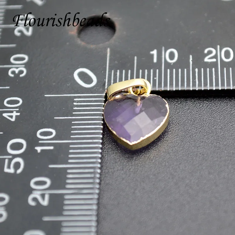 Cute Natural Gemstone Faceted Heart Shape Pendant Amazonite Labradorite Amethyst Healing Crystal Necklace Women Men Jewelry