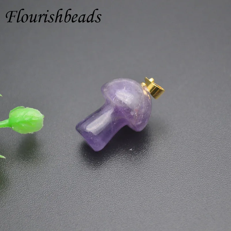 10pcs/lot Mix Natural Stone Quartz Crystal Amethyst Agates Mushroom Shape Pendant for DIY Jewelry Making Accessories