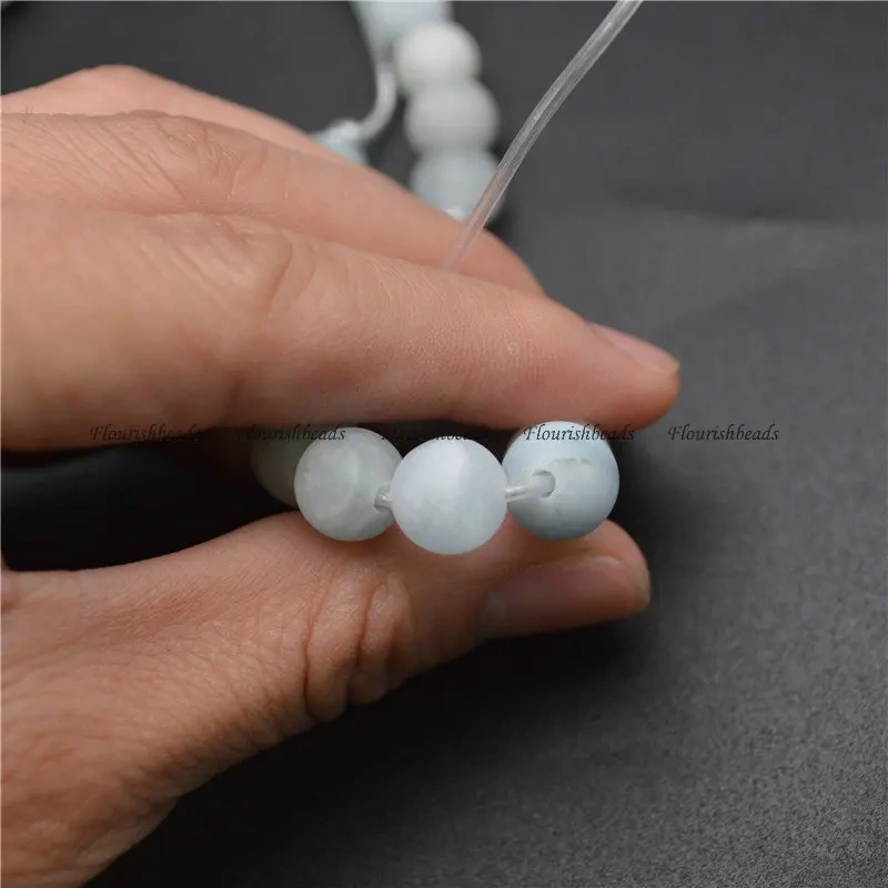 6mm 8mm 10mm 12mm Natuarl Aquamarine Stone Matte Round Beads Fine Jewelry Making Smooth Loose Beads 5 Strands