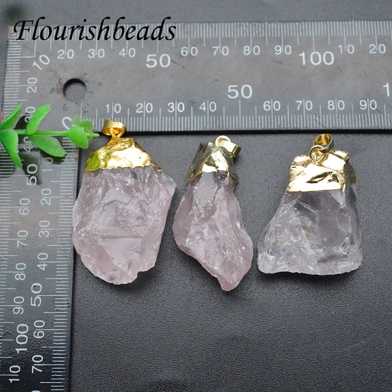 Irregular Natural Healing Stone Pendant Link Necklace Yoga Quartz Rose Crystals for Women Men Jewelry