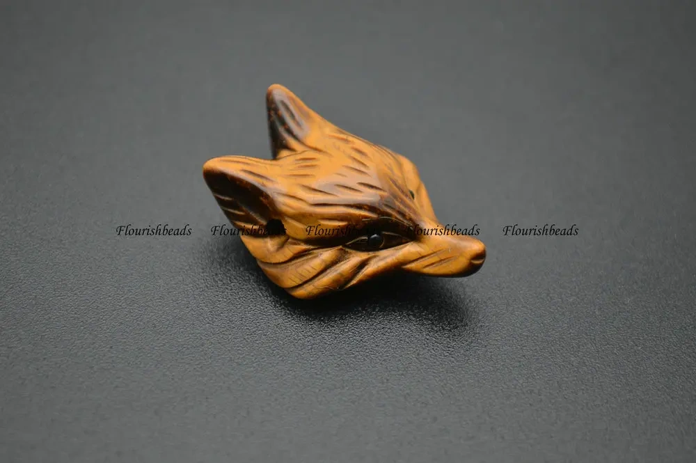Natural Yellow Tiger Eye Stone Carved Fox Pendant Fit Necklace Making Increase Luck with The Opposite Sex Jewelry