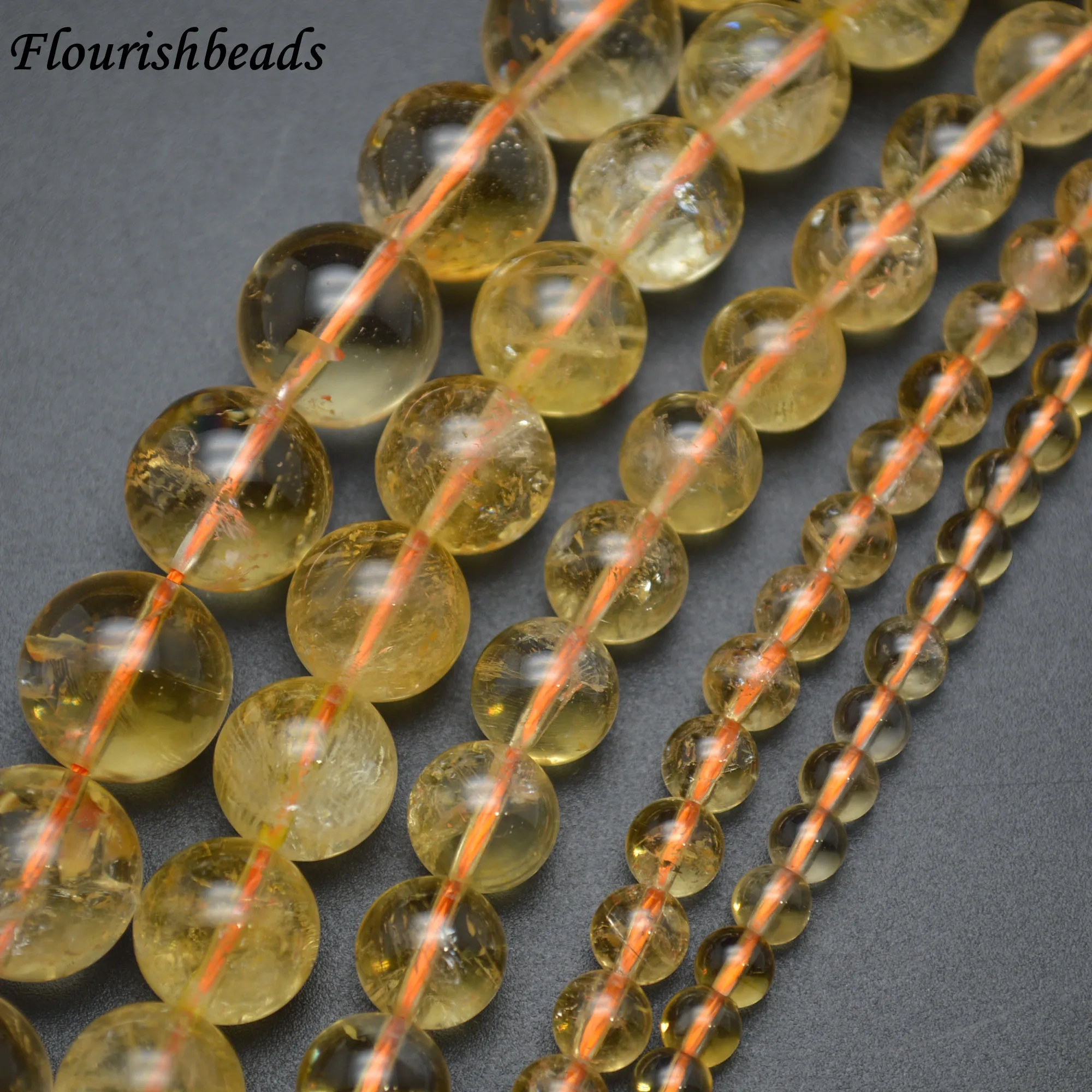 4mm~14mm High Quality Natural Citrine Yellow Quartz Stone Round Loose Beads DIY Jewelry Necklace Making Materials