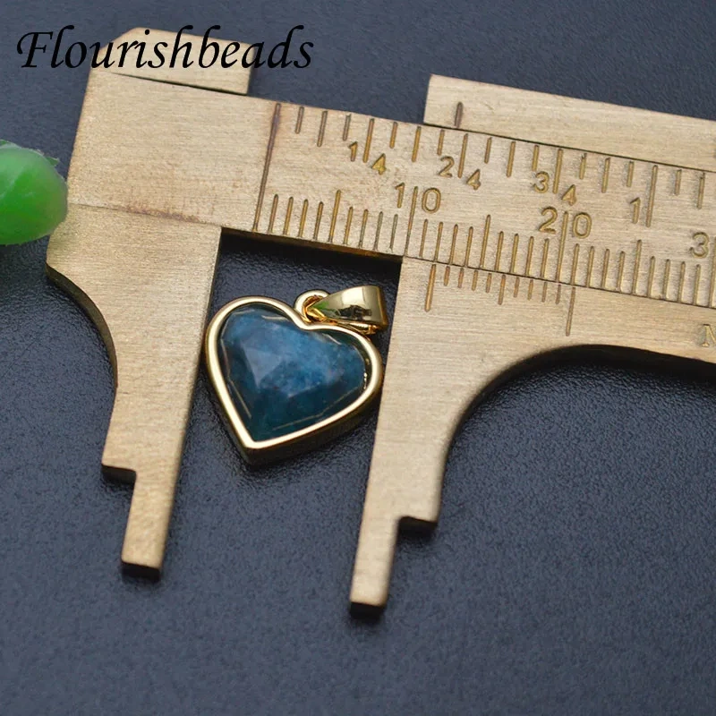 5pcs  Natural Stone Pendant Apatite Amethyst Sun Stone Heart Shape Charms DIY Earrings Necklace Accessories for Fine Jewelry