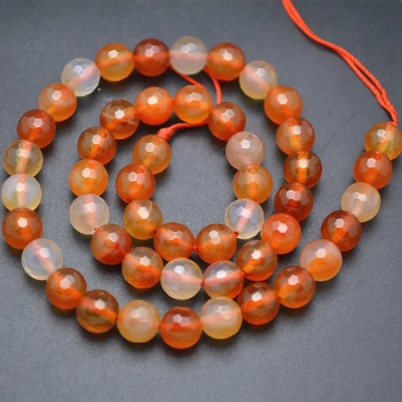Natural Faceted Red Carnelian Agate Stone Round Loose Beads DIY Jewelry making materials 4mm 6mm 8mm 10mm 12mm