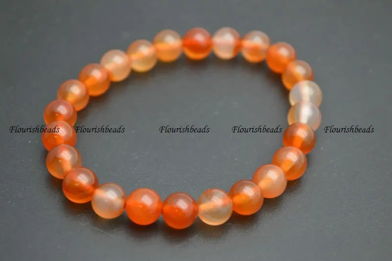 8mm Natural Red Carnelian Agate Stone Round Beads Elastic Line Beaded Bracelets Woman Jewelry