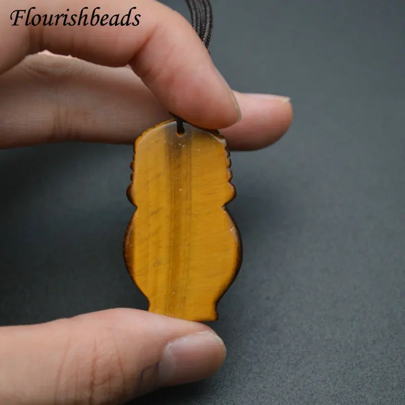 Unique Design Natural Tiger Eye Gemstone Vase Shape Pendants Necklace Adjustable Cord Jewelry Party Gift
